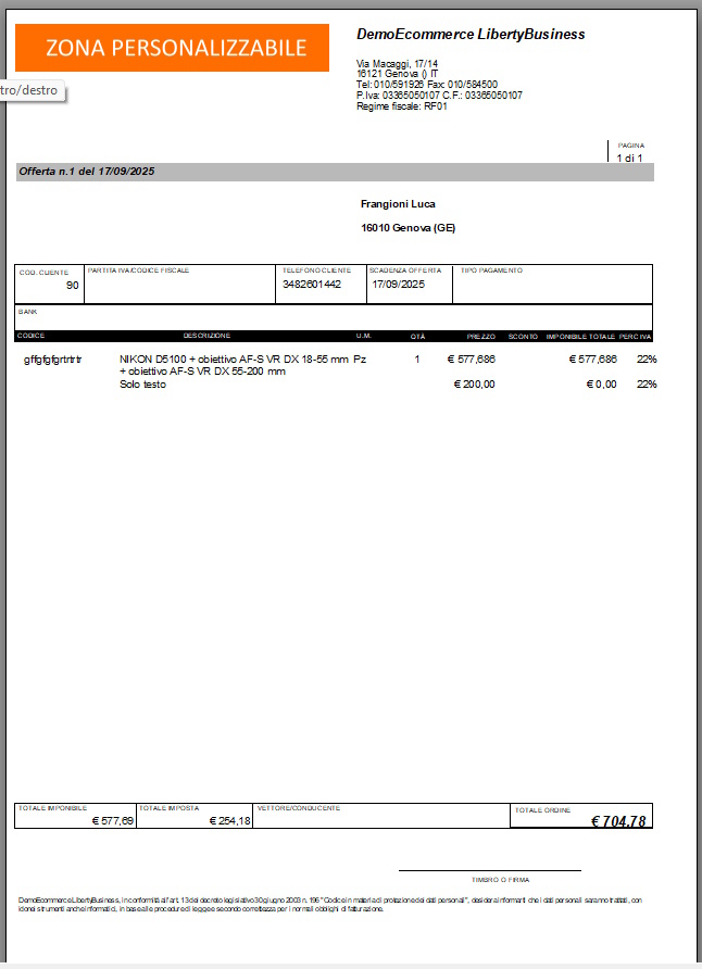 Offerta con Totale in fondo (vers. 2025)