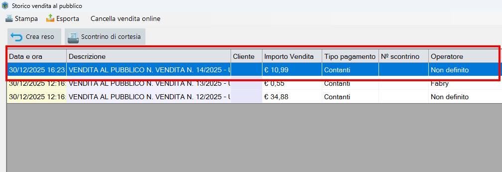 Vendere senza operatore Operatore non definito