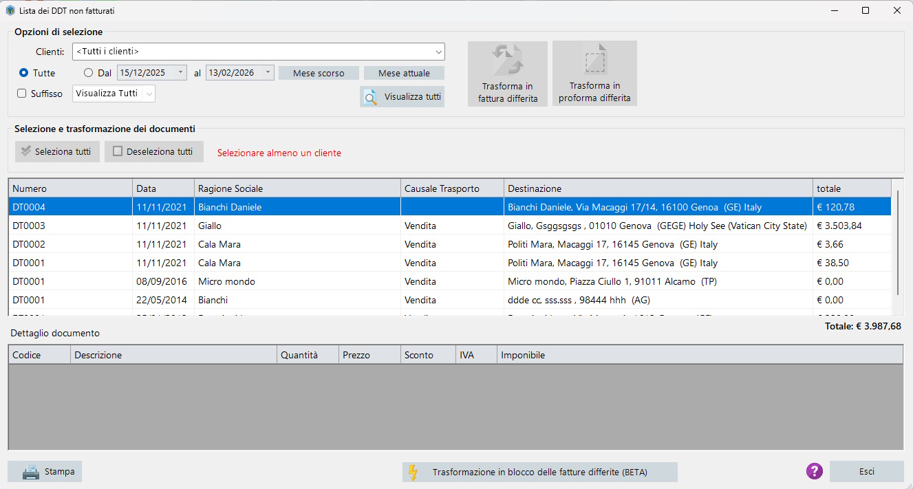 DDT (documento di trasporto) fatturabile. Come e quando ! Lista documenti da fatturare