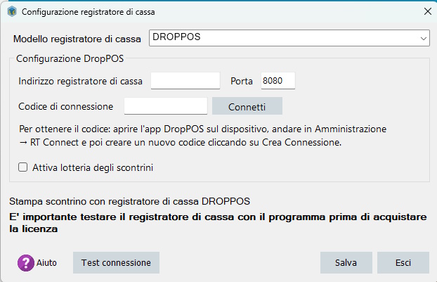 Configurazione registratore di cassa RT DropPos con POS integrato A-Tono DropPos RT
