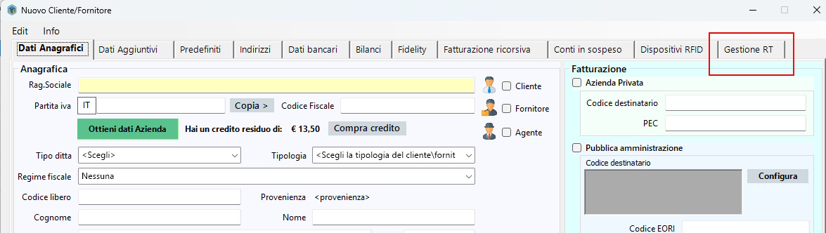 Gestione registratore di cassa RT Dove trovo la gestione una volta abilitata